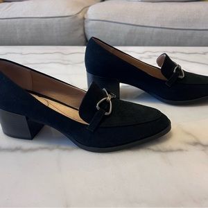 Black suede loafers